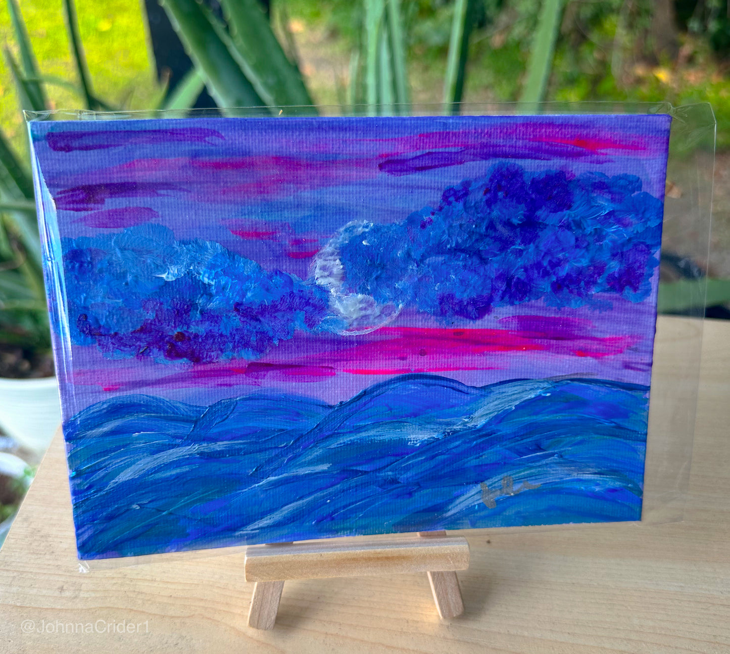 Fluorescent Dusk 5 x 7 Canvas Panel + Mini Easel for Display