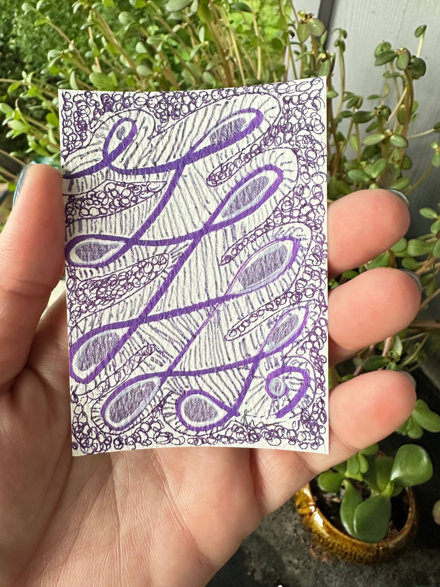 Purple Doodles -ACEO