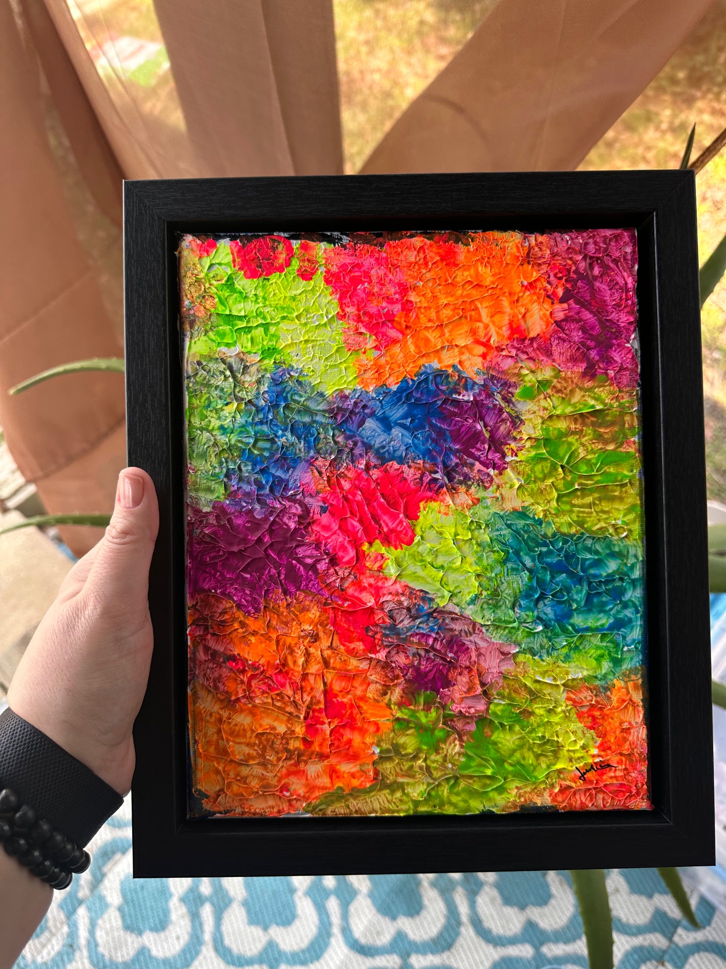 Neon Chaos - framed 8in by 10in