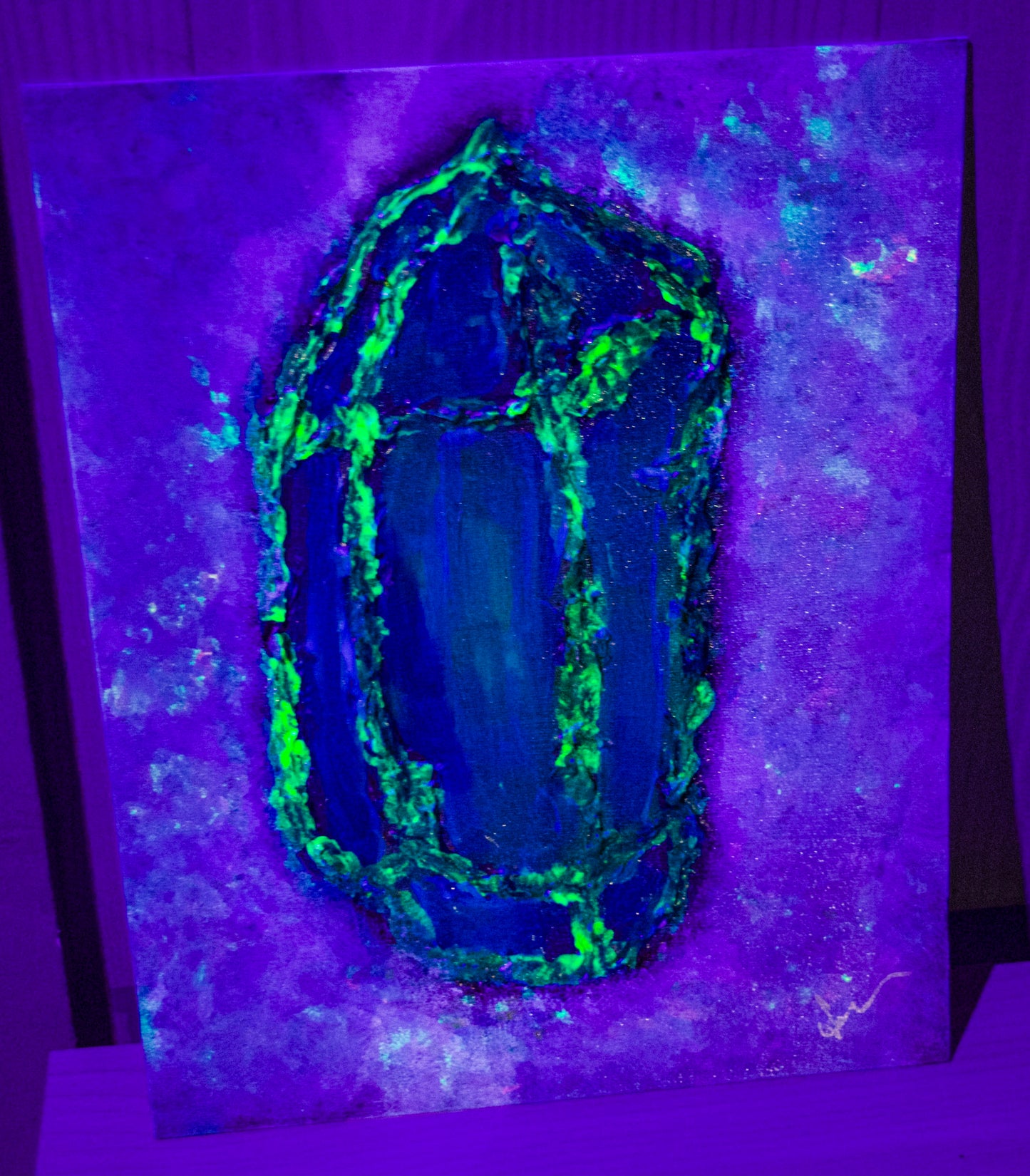 Lumen Stone - Fluorescent Painting - 11x17 Framed Canvas Panel