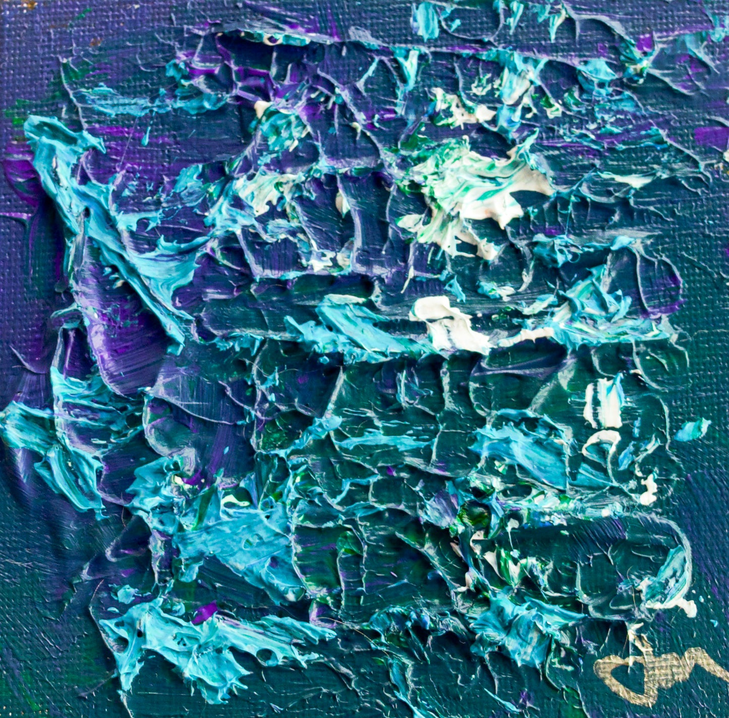 Turquoise Tempest 4x4 Canvas Panel + Mini Easel for Display