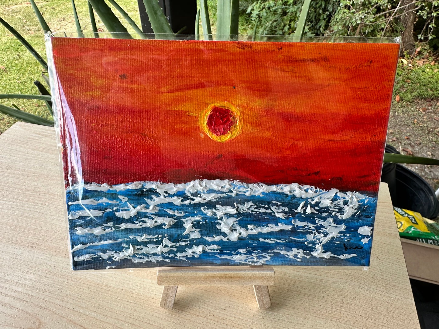 Crimson Tide Glow 5 x 7 Canvas Panel + Mini Easel