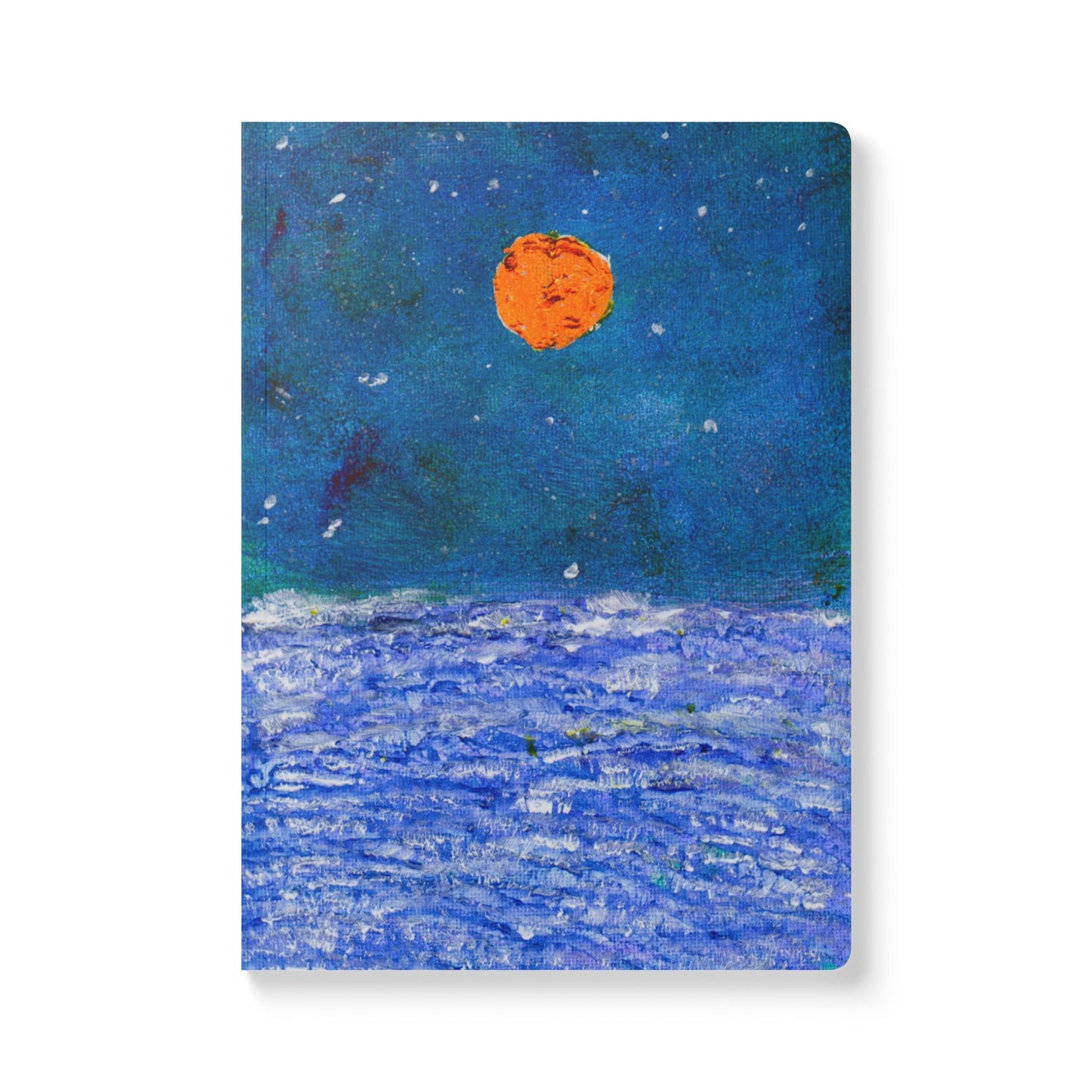 Lunar Tide Meditation Softcover Journal — Blue Sea Nightscape Notebook