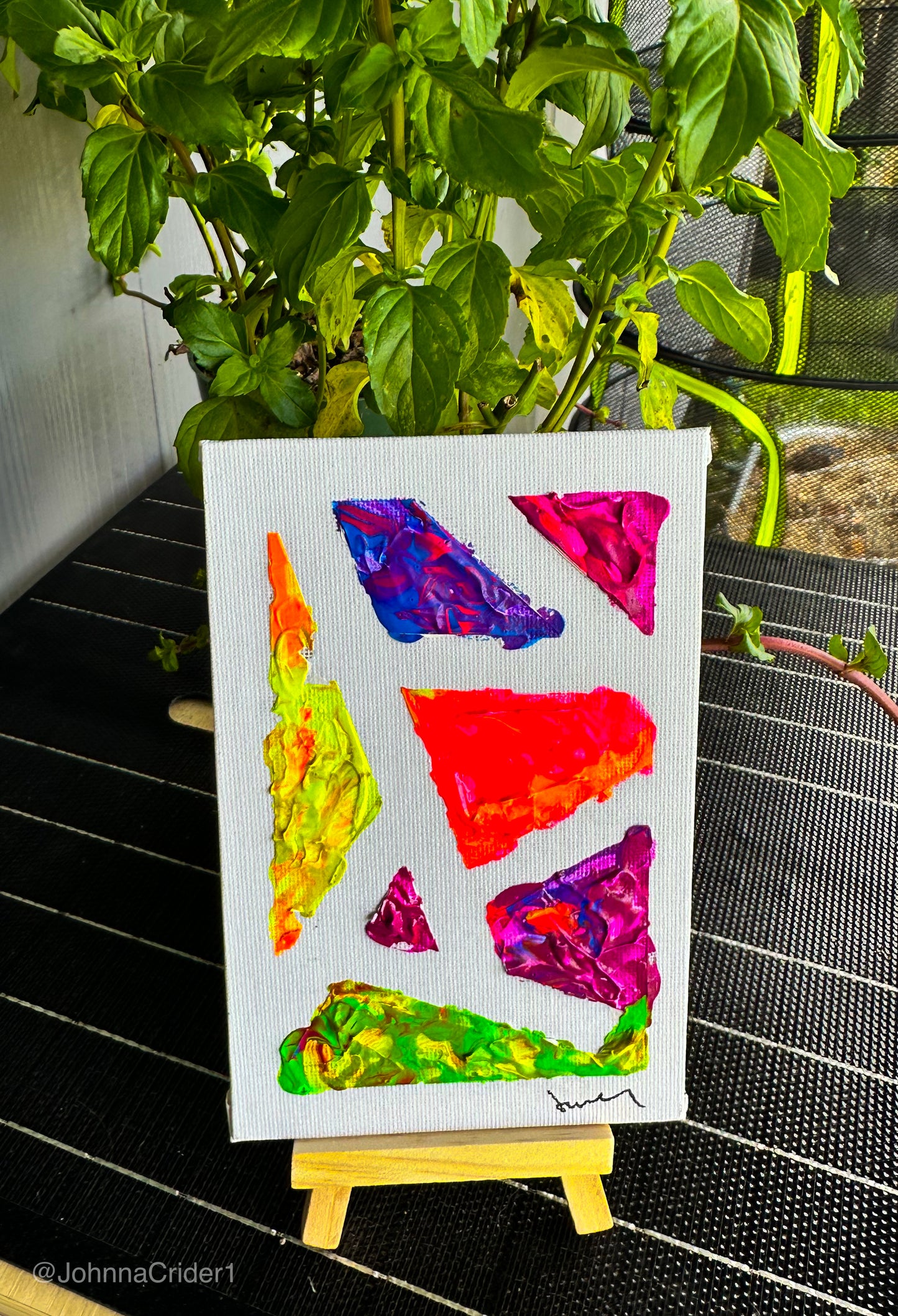 Fluorescent Fragments 4x6 Canvas Panel + Mini Easel for Display