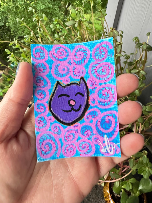 Swirls Cat Head - ACEO