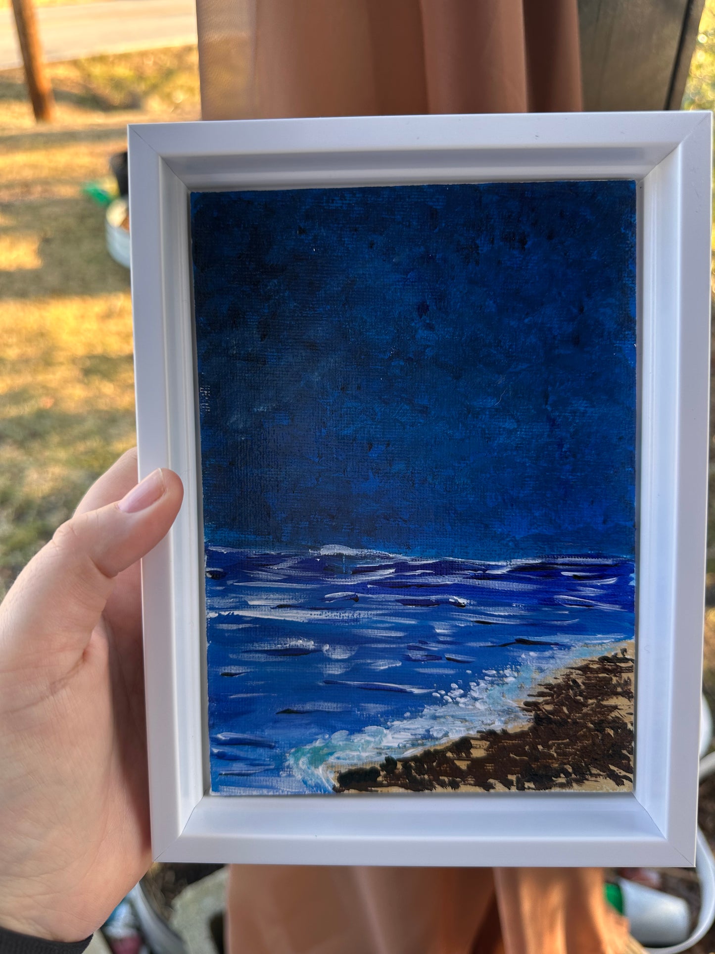 Blue - Framed 5X7 canvas original art