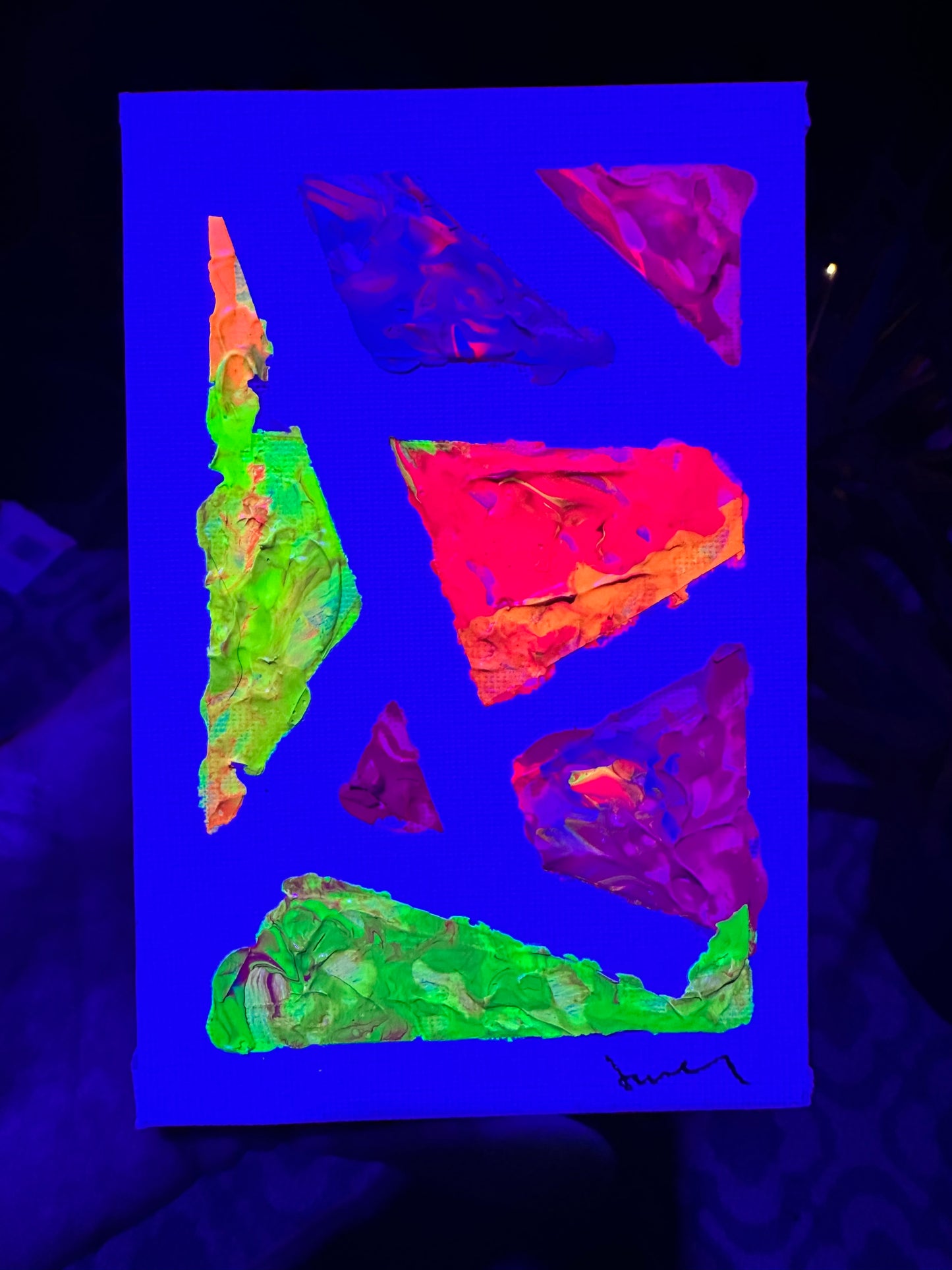 Fluorescent Fragments 4x6 Canvas Panel + Mini Easel for Display