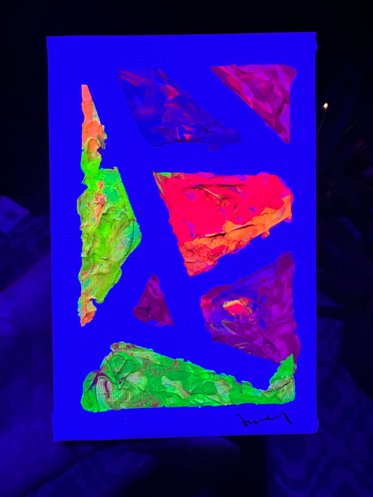 Fluorescent Fragments 4x6 Canvas Panel + Mini Easel for Display