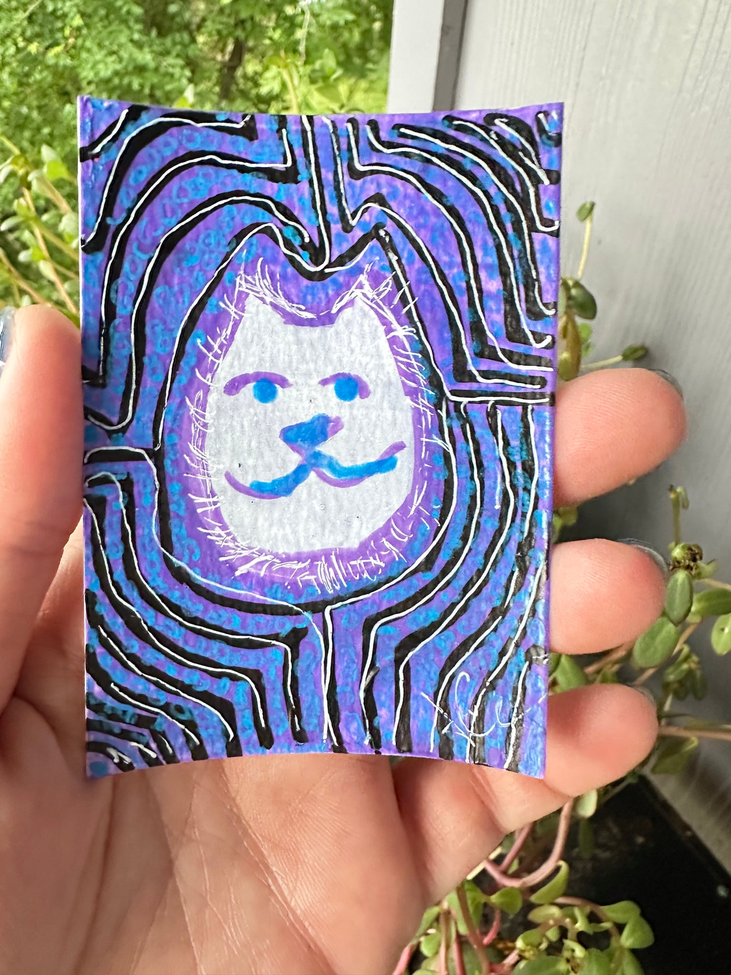 Fuzzy Cat Head -ACEO