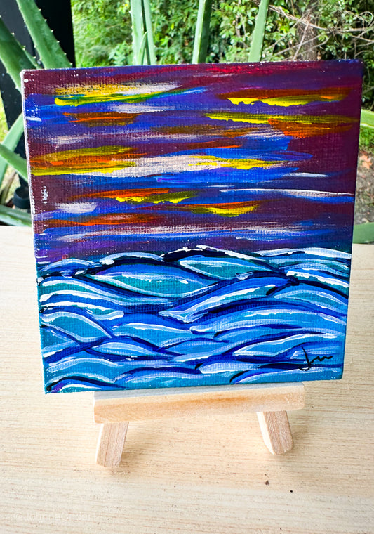 Eternal Tide 4x4 Canvas Panel + Wooden Mini Easel for Display