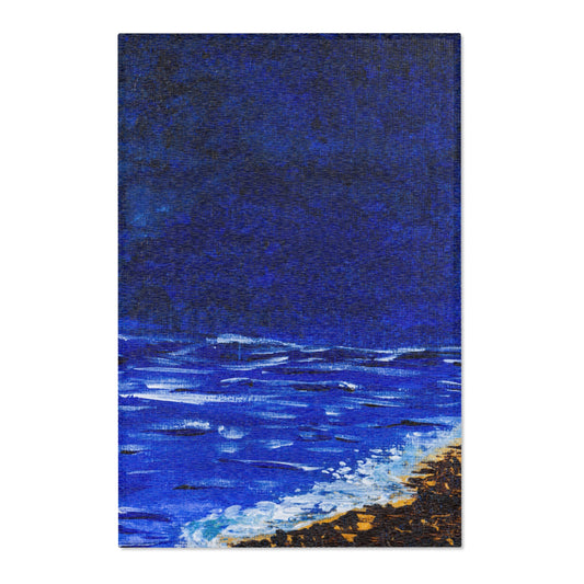 Blue Area Rug — Deep Blue Coastal Wave Accent Rug