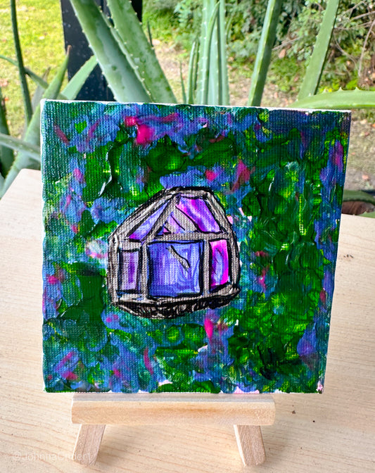 Crystal Dreamscape 4x4 Canvas Panel + Mini Easel for Display