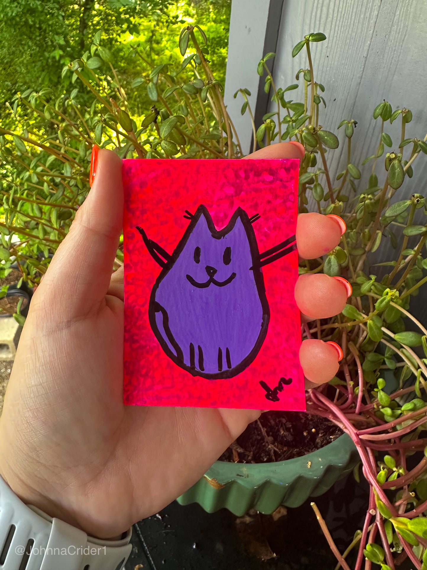 Neon Kitty Purple - ACEO