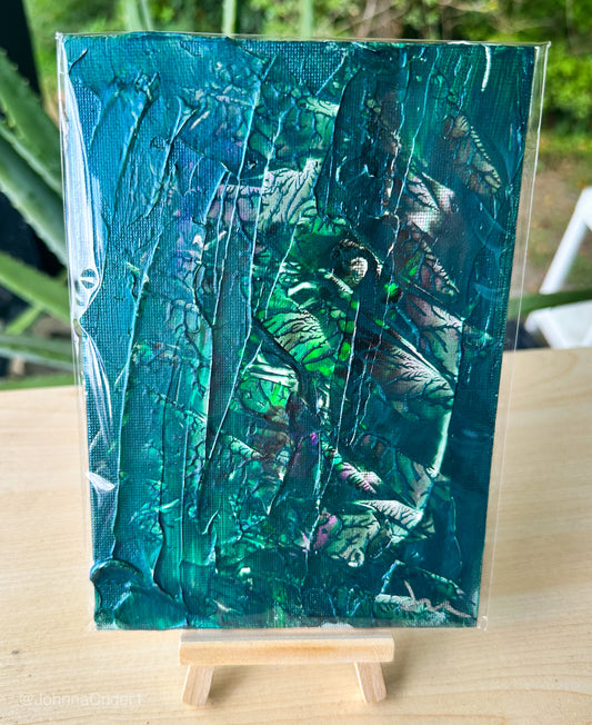 Verdant Labyrinth 5x7 Canvas Panel + Wooden Mini Easel for Display