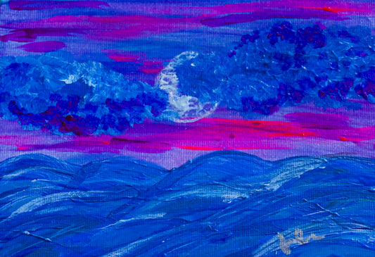 Fluorescent Dusk 5 x 7 Canvas Panel + Mini Easel for Display