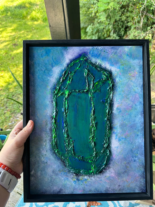 Lumen Stone - Fluorescent Painting - 11x17 Framed Canvas Panel