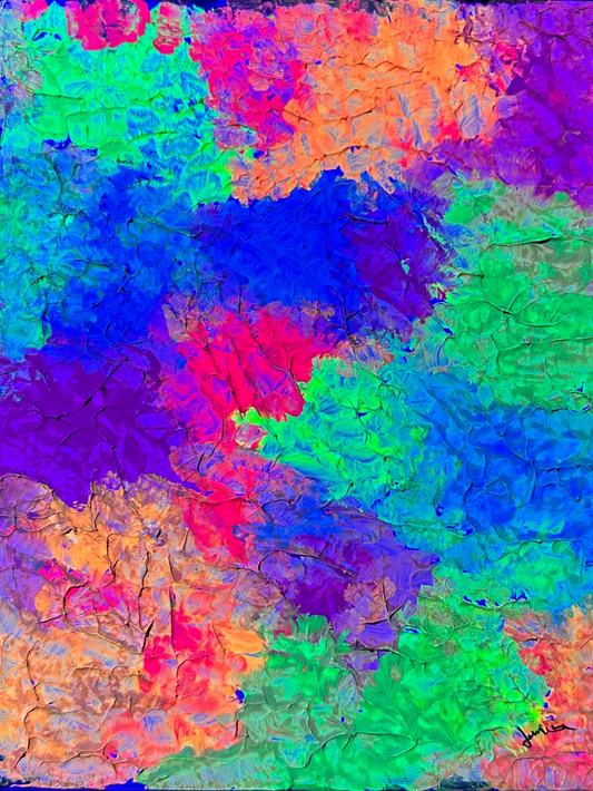 Neon Chaos - framed 8in by 10in