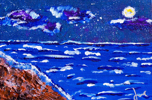 Indigo Tide Dreams 5x7 Canvas Panel + Mini Easel for Display