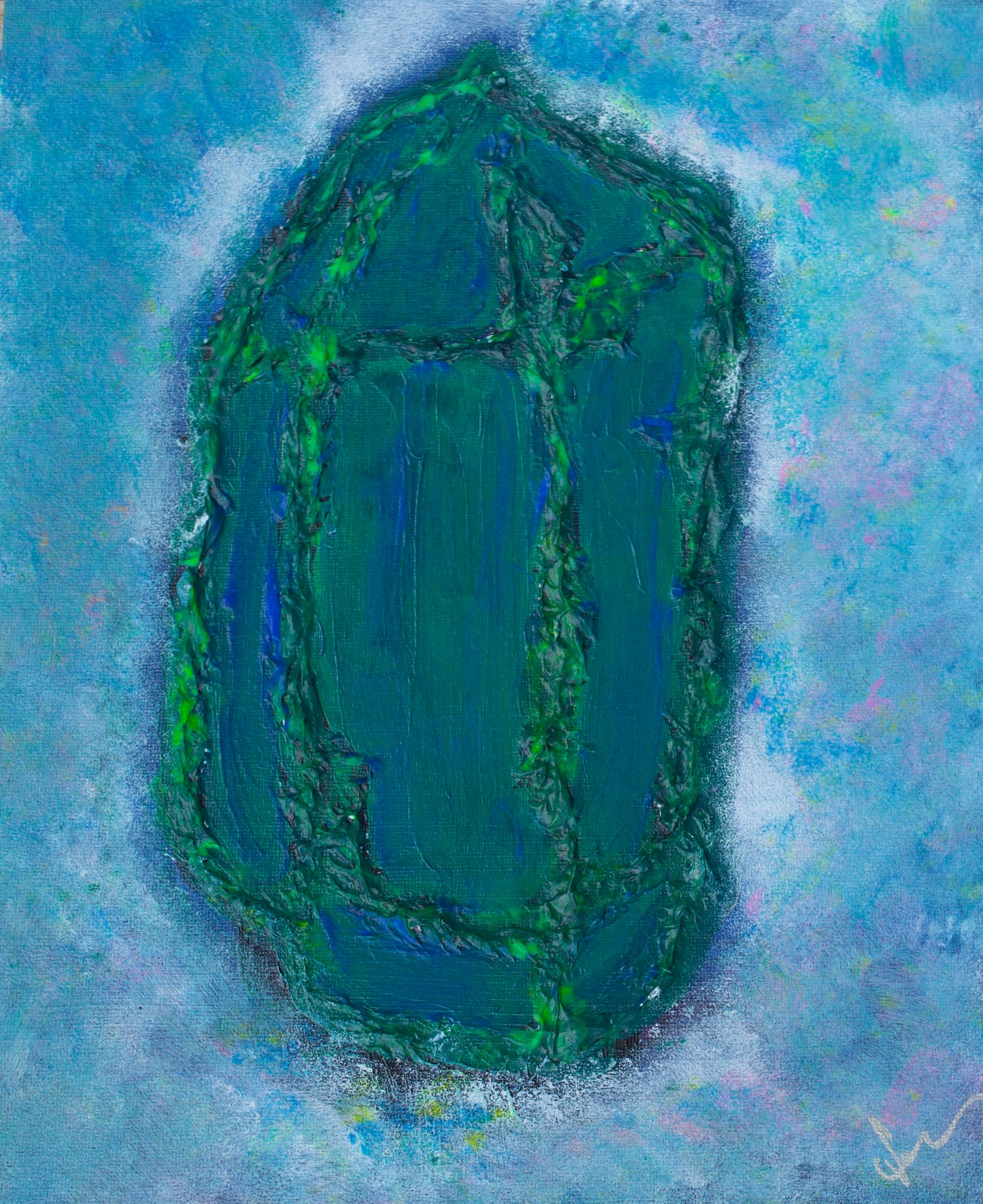 Lumen Stone - Fluorescent Painting - 11x17 Framed Canvas Panel