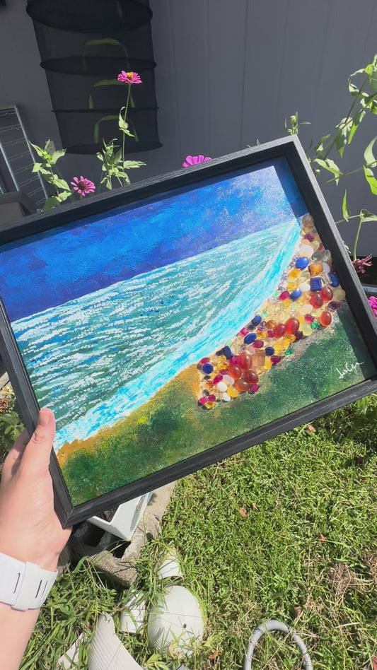 Gemstone Beach - 11 x 14 Framed Canvas Panel